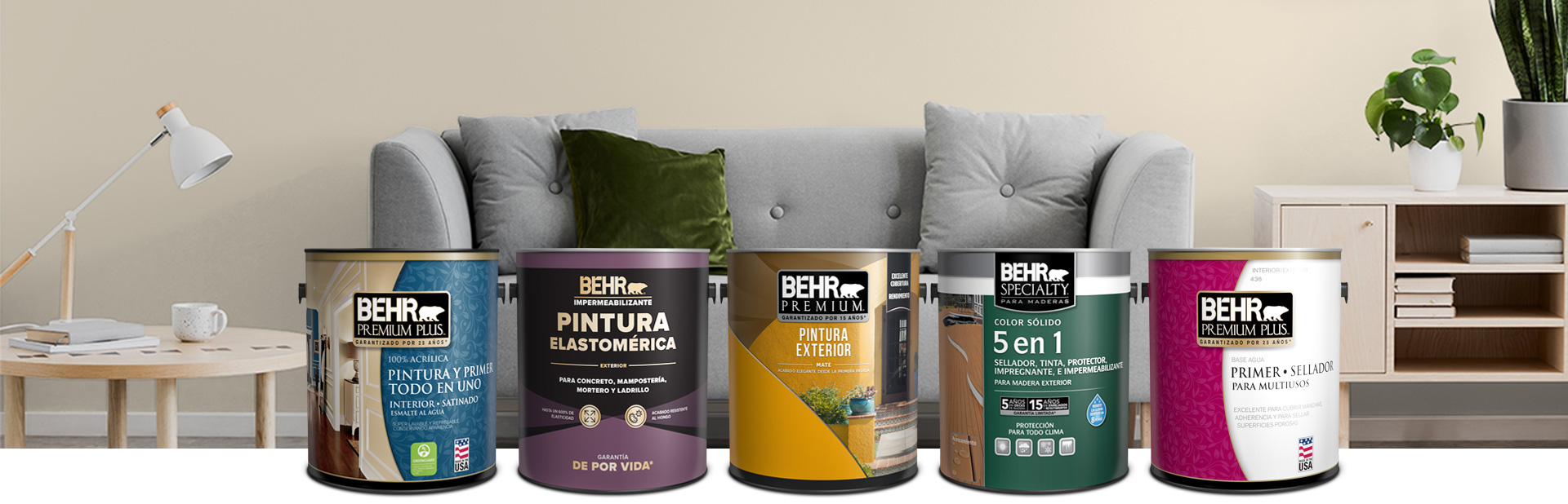 Behr Chile paint cans with color palette in the background