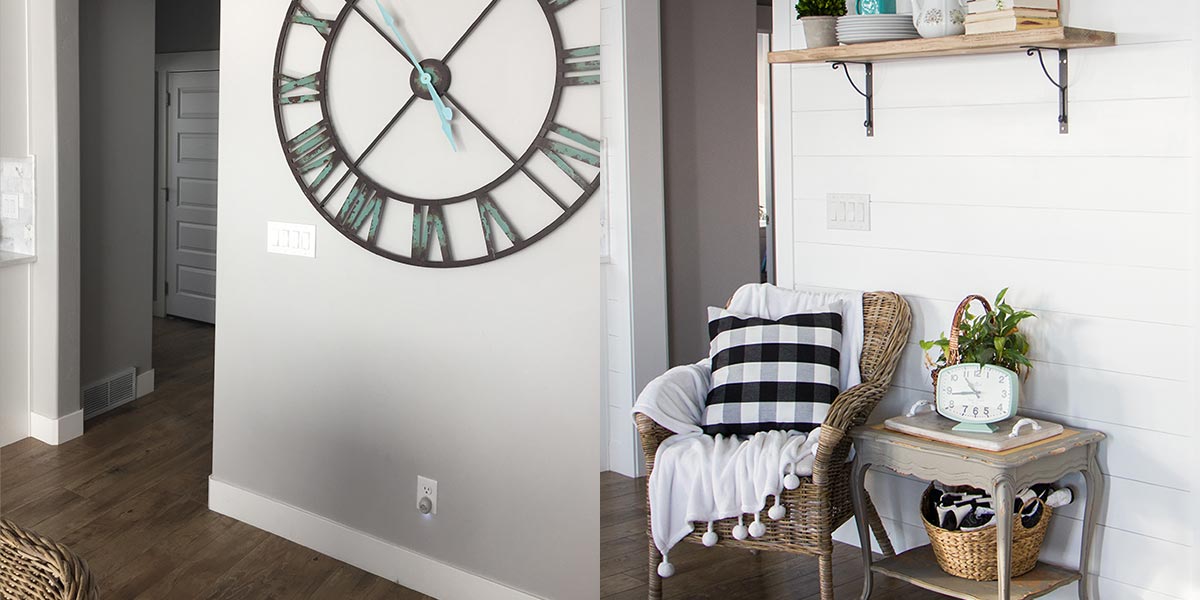 Shiplap accent wall, before and after