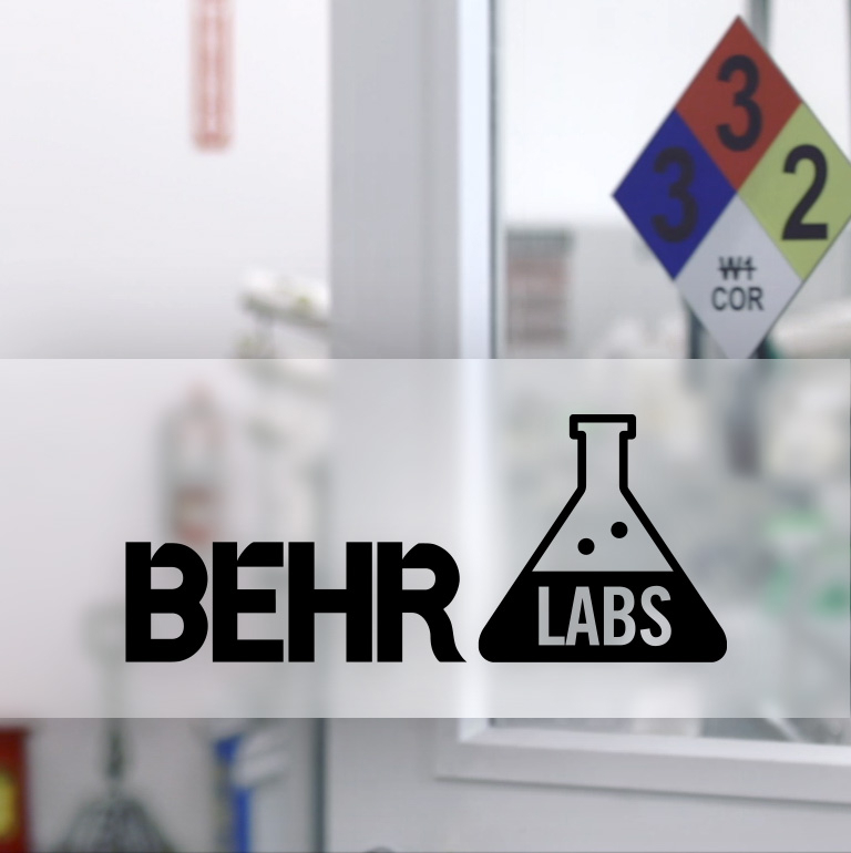 An  image of a laboratory with a title BEHR LABS