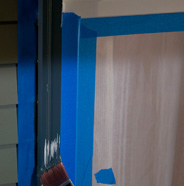 Image of taped off trim area.