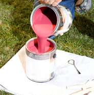 Mix paint form one can into second of same color.