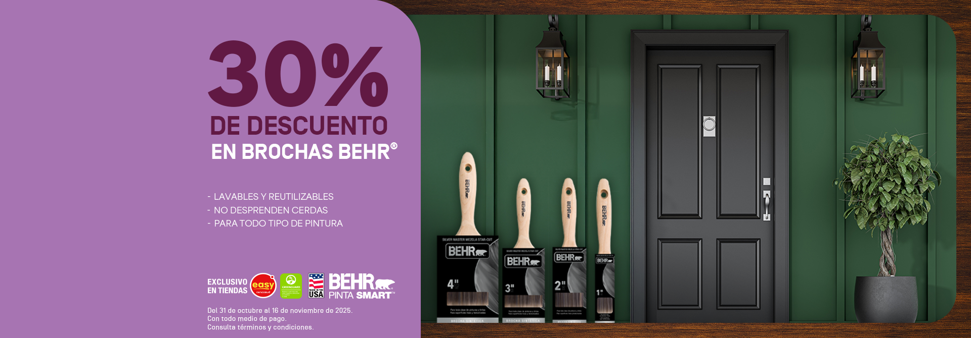 Banner highlighting Behr brushes and rollers