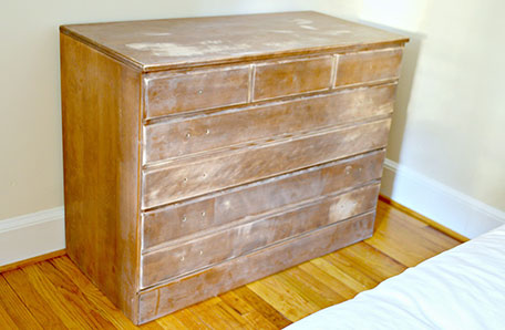 sanded dresser with hardware removed