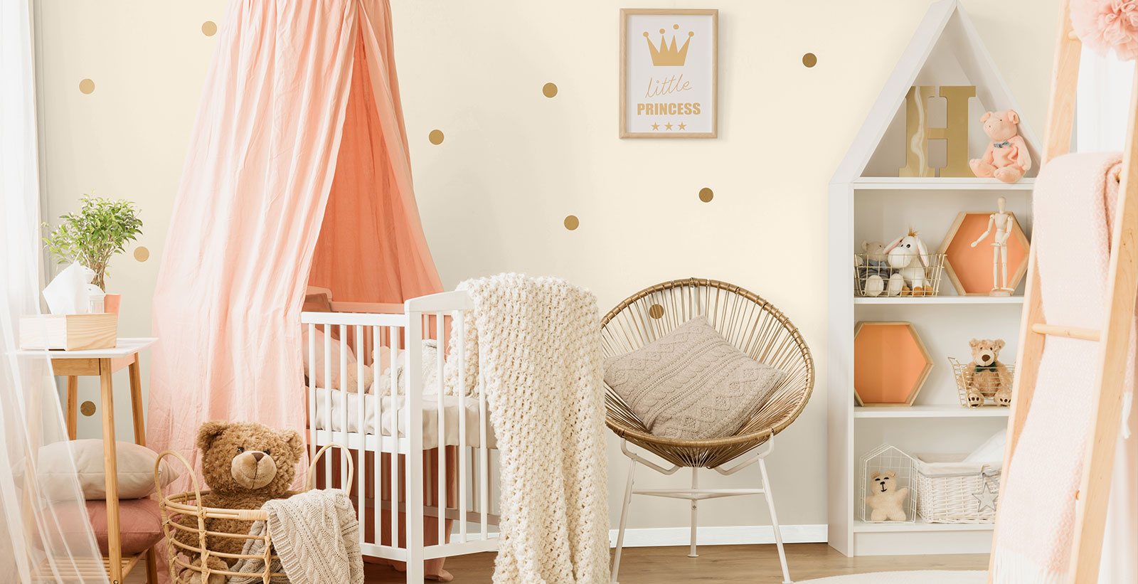habitación infantil naranja ecléctica relajada y serena