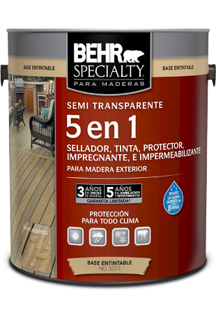 BEHR SPECIALTY<sup>®</sup> PARA MADERAS 5 en 1 - Semi Transparente